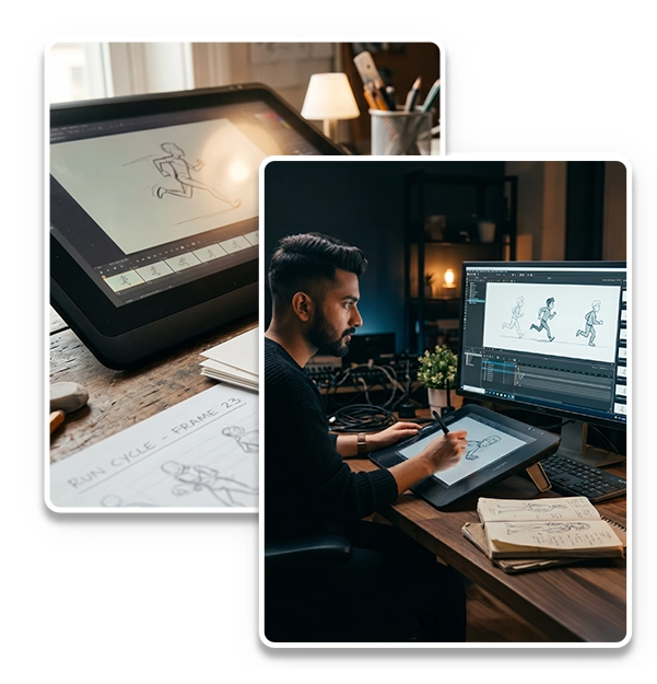 animation company in Chennai creating character animation and motion design using digital tools